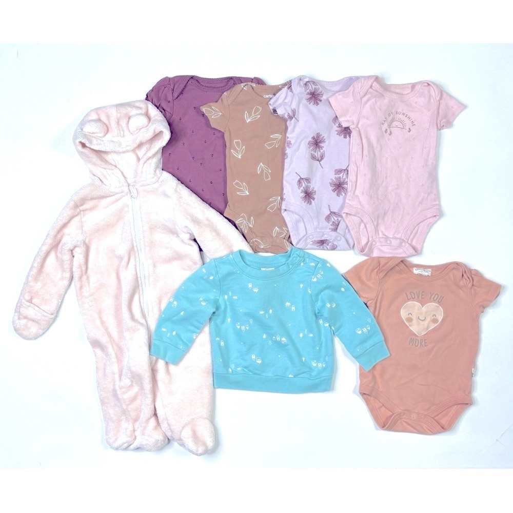 Baby Clothes Lot Of 7  3-6Month Multicolor Pajamas Carters Cat & Jack Etc